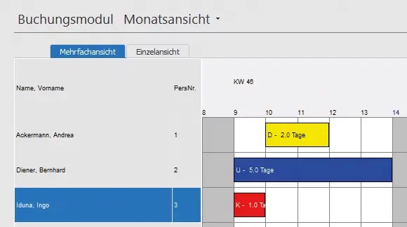 Screenshot zu Fehlzeitenmanagement